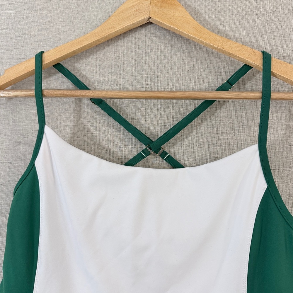 WILO Women's Built-in Compression Shorts Tennis Mini Dress Large Green White - Picture 3 of 8
